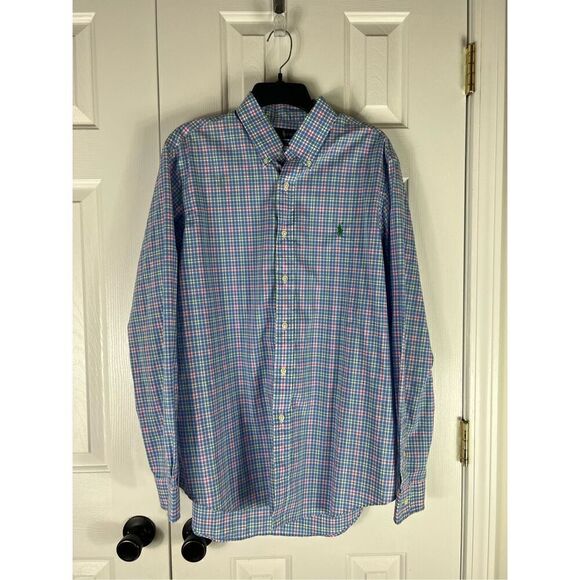 Ralph Lauren Mens Stretch Plaid Button Front Shirt Size L - Picture 1 of 3